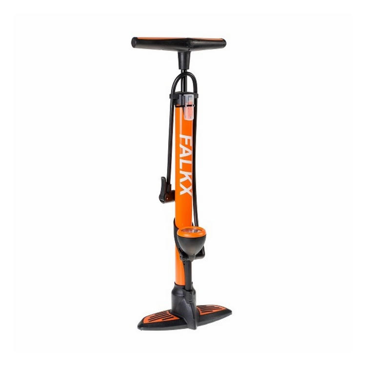Falkx Pomp Orange mit Manometer, Aluminiumhaus. Anordnung an allen Ventilen