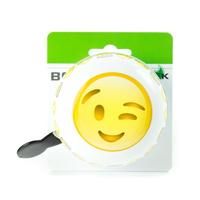 Fahrradklingel Ding-Dong Widek Emoticon Zwinkerndes Gesicht - weiß hellblau gelb (auf Karte)