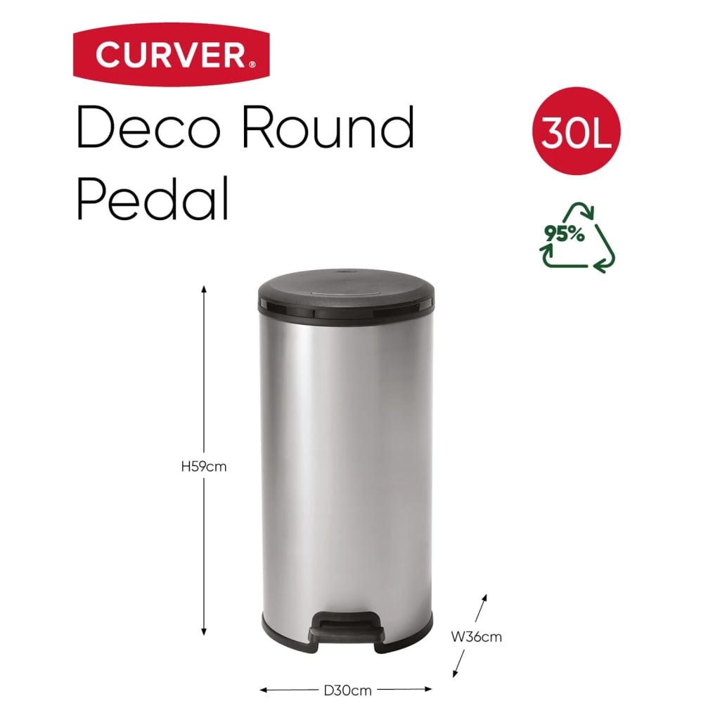 Curver Curver Pedal Bin Deco um 30 l Silberfarbe