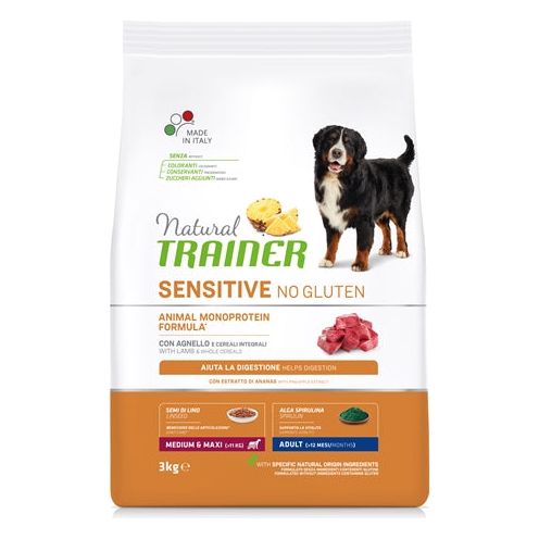 Natürlicher Trainerhund Erwachsener Medium Maxi Sensitive Lamm Gluten -frei