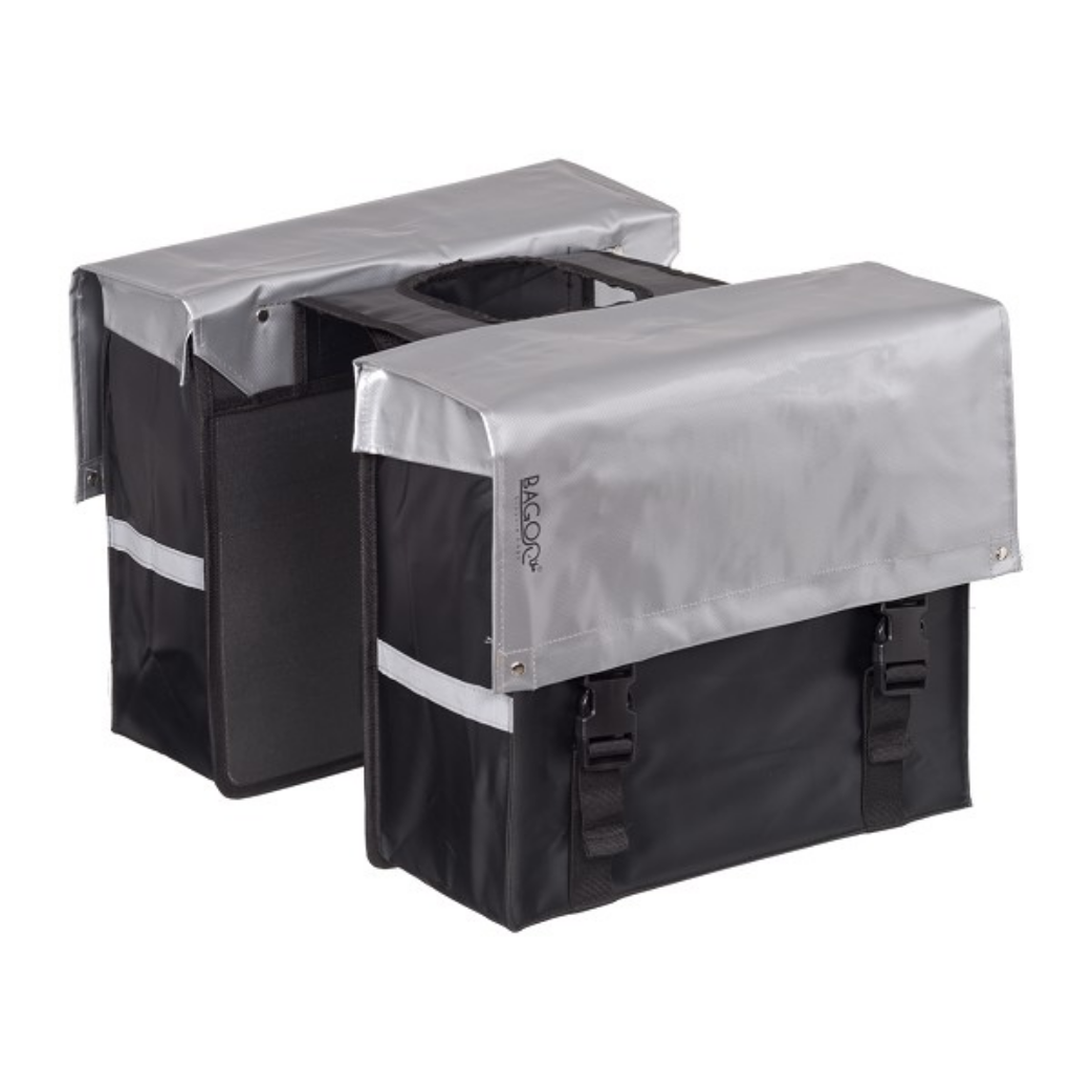 Bagoo Doppelfahrradbeutel Bisonyl Silber Schwarz Content 34L