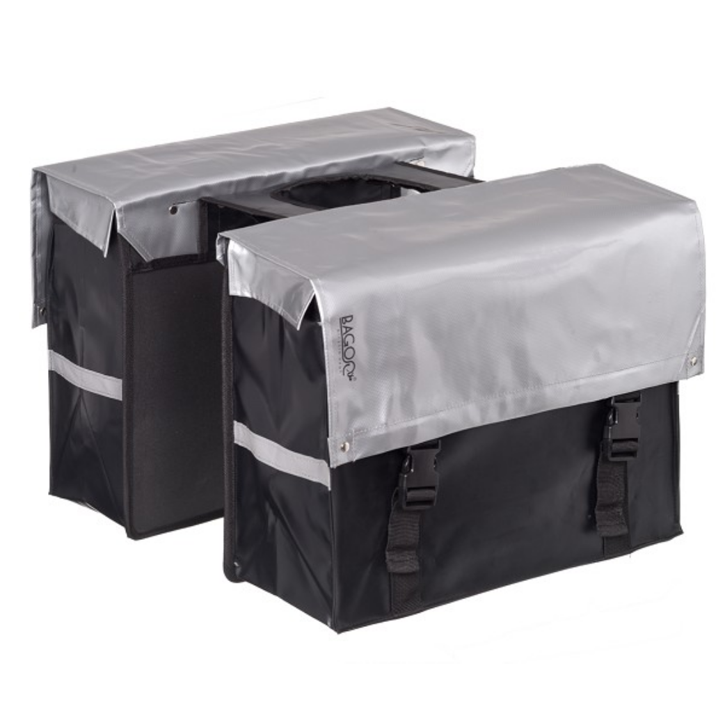 Bagoo Doppelfahrradbeutel Bisonyl Silber Schwarz Content 46L