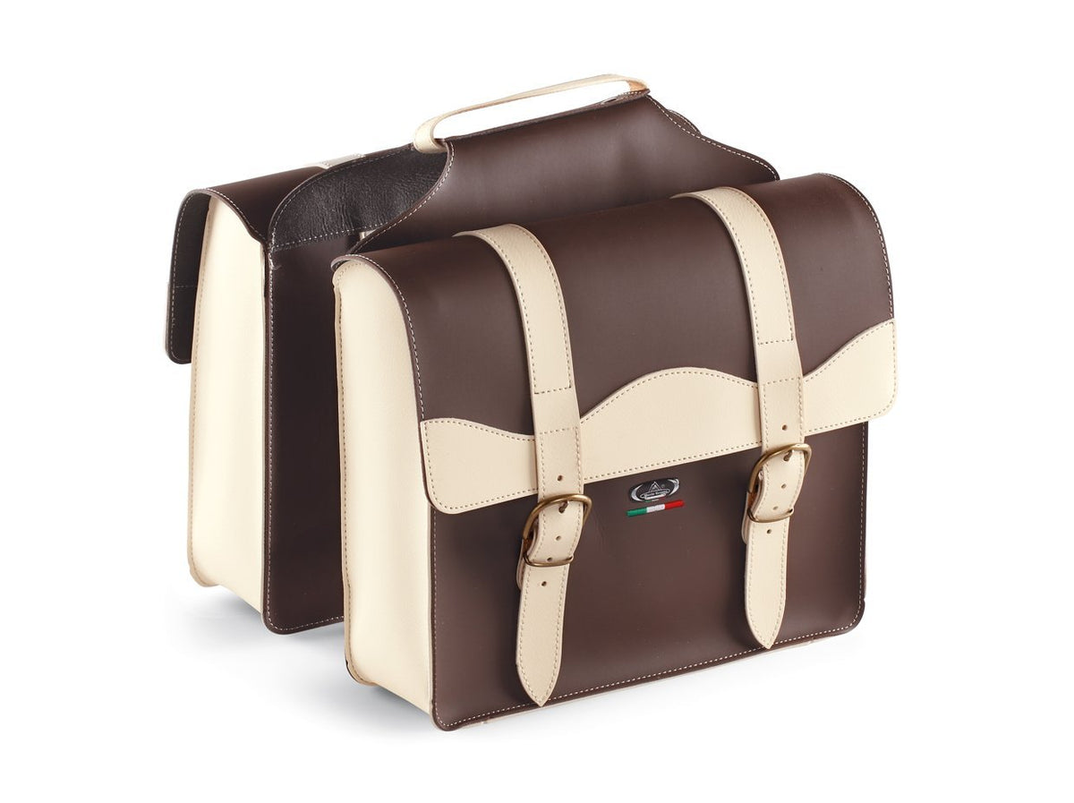 Monte Grappa Double Fahrradtasche 'City' skai Leder braun creme