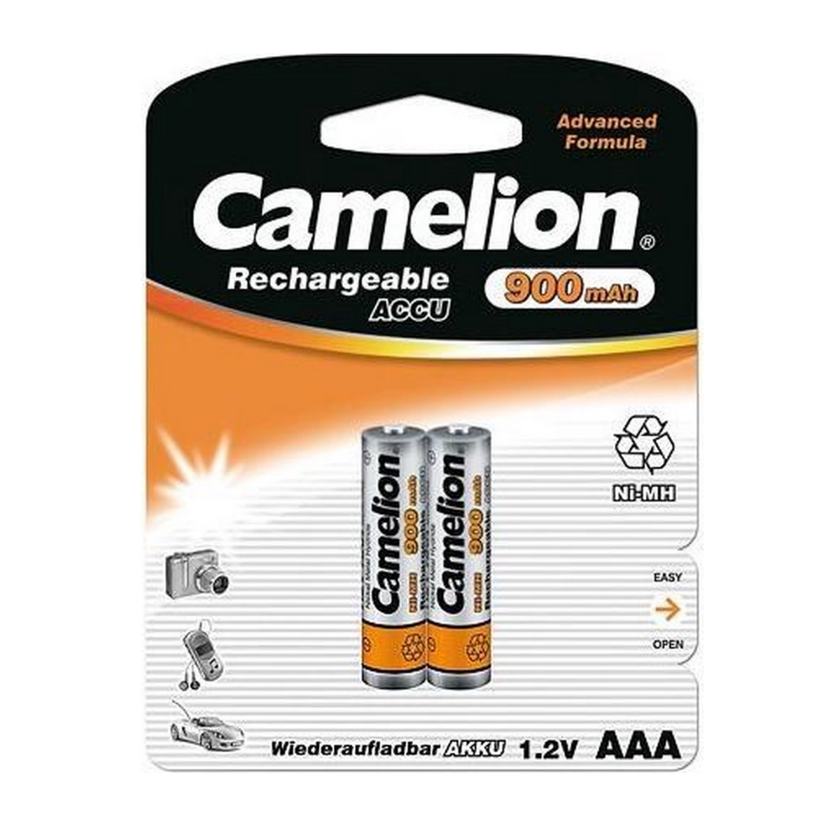Kamelion wiederaufladbare AAA -Batterien, NIMH 900mAh pro 2