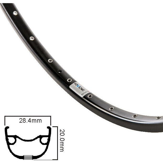Ryde Felge rival 23 28 Zoll (622) schwarze Scheibe 32 Loch einfach gebogen