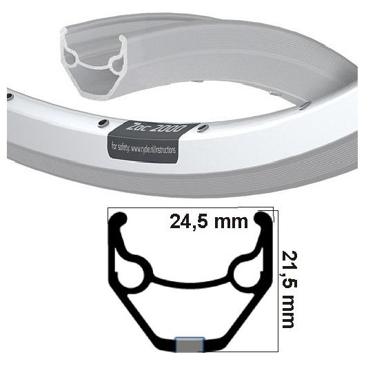 Ryde Rim Zac 2000 Silber 28 36 Löcher 14g etrto 622