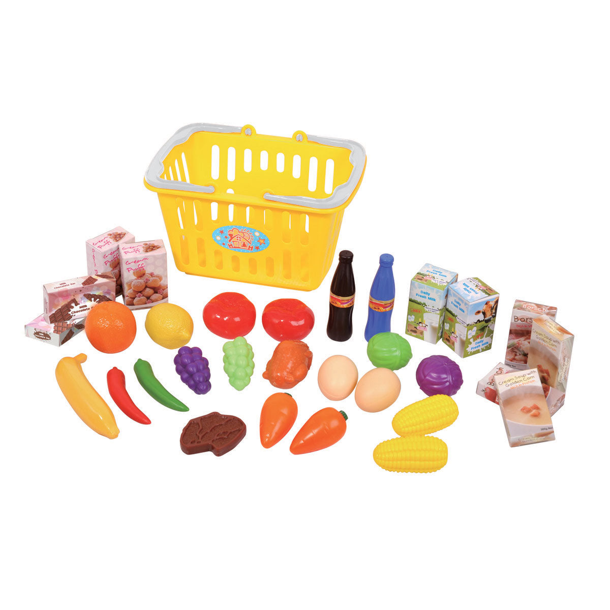 Mit Lebensmitteln Korb spielen