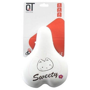 Qtcychectech Qt Cycle Tech Sattel Mädchen 16 bis 20 Zoll süße weiße Pink Blister 0301070