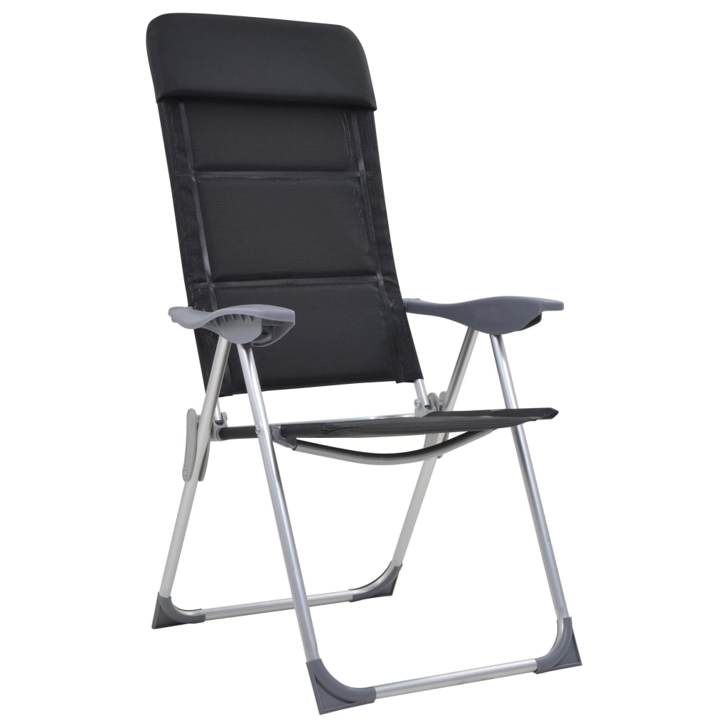 Vidaxl Campingstühle 58x69x111 cm Aluminium Black 2 PCs