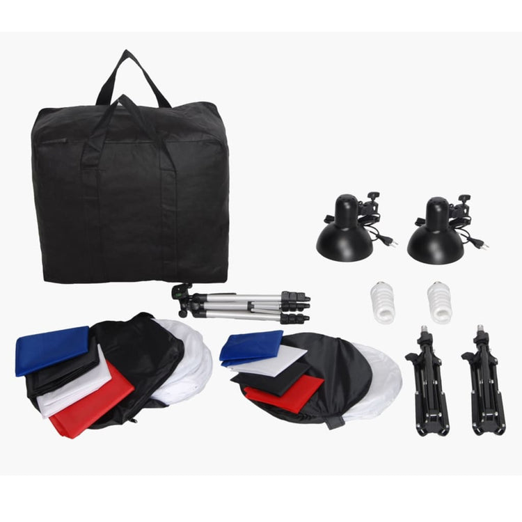 Vidaxl Minifotostudio mit 8 Hintergründen, 3 Ständern und 2 Lampen
