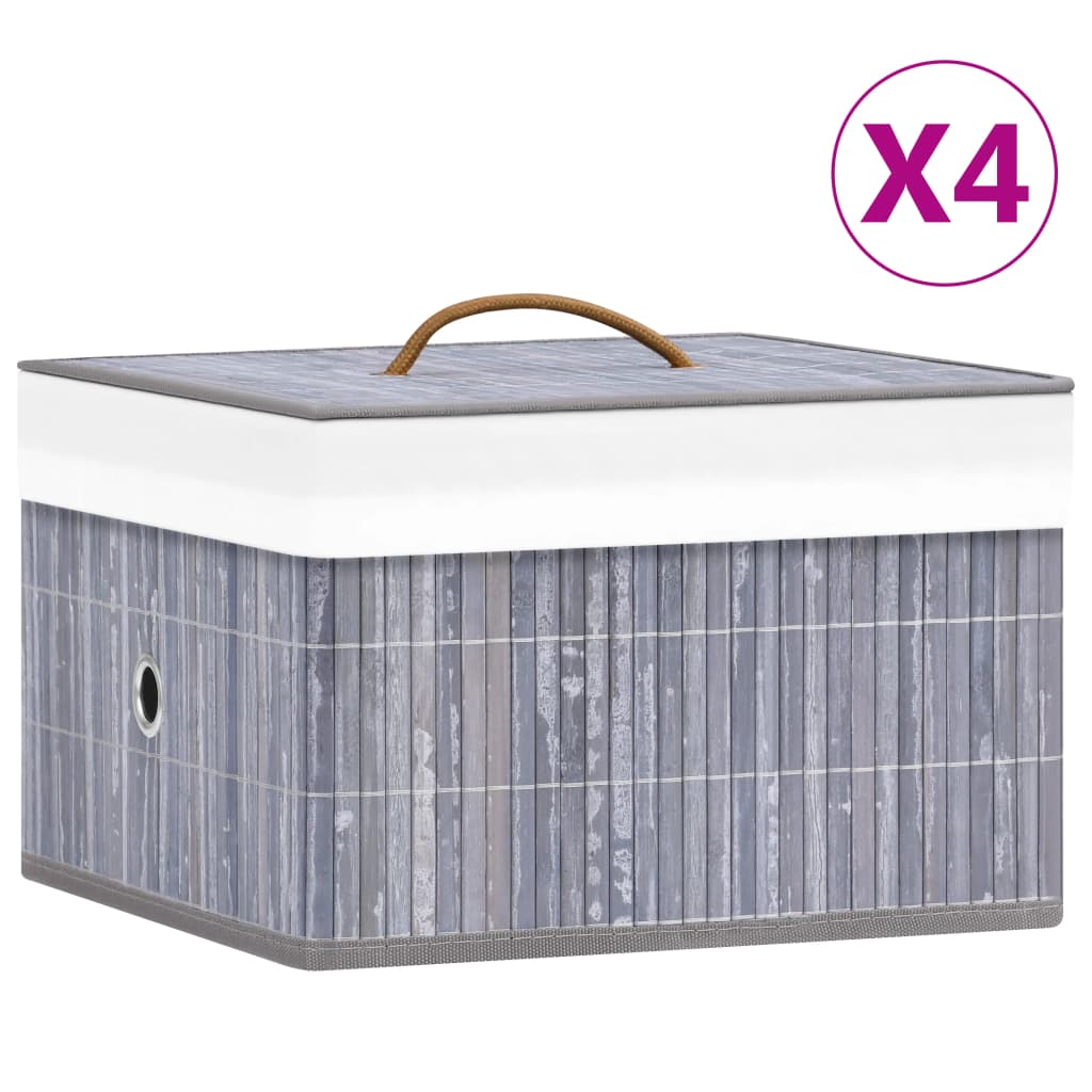 Vidaxl -Speicherboxen 4 PC Bambusgrau