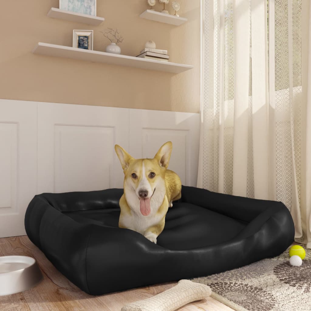 Vidaxl Hundekorb 80x68x23 cm künstliches Leder schwarz