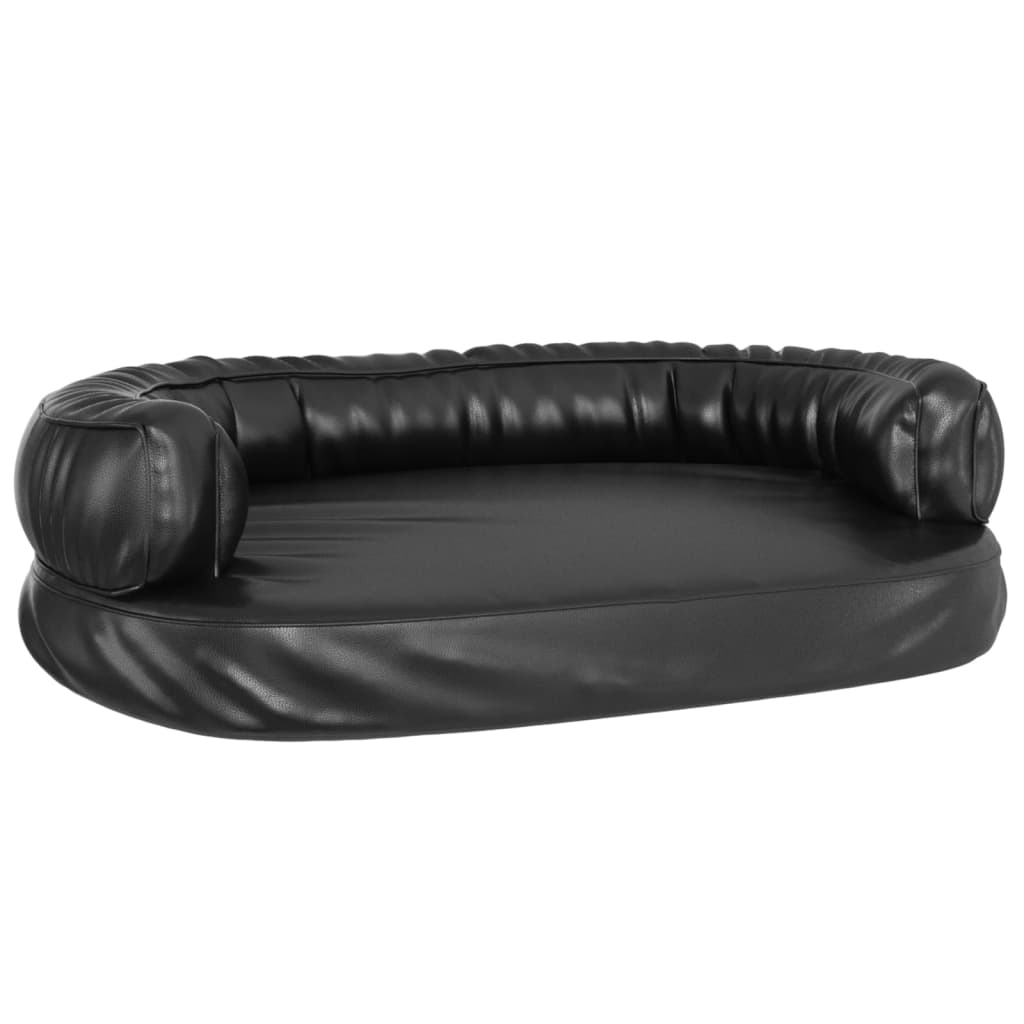 Vidaxl Hundkorb mit ergonomischem Schaum 75x53 cm künstliches Leder schwarz