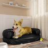 Vidaxl Hundkorb mit ergonomischem Schaum 75x53 cm künstliches Leder schwarz