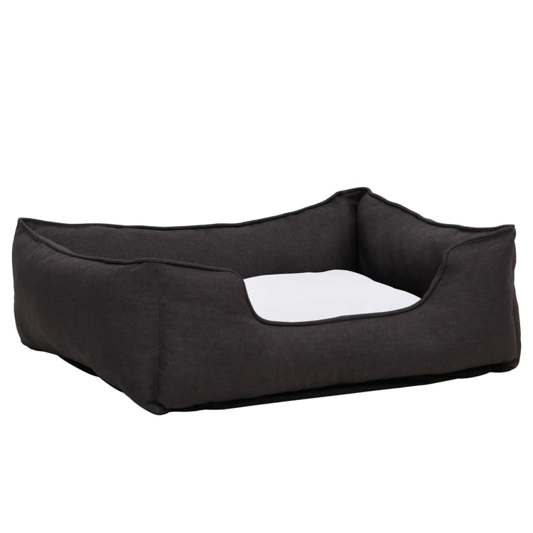 Vidaxl Hundekorb Leinen Look 85.5x70x23 cm Fleece Dunkelgrau und Weiß