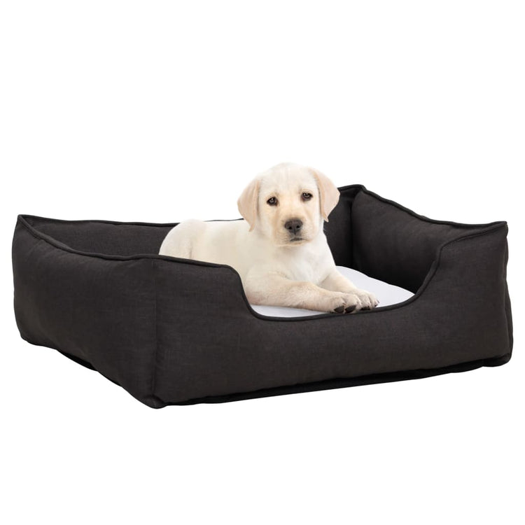 Vidaxl Hundekorb Leinen Look 85.5x70x23 cm Fleece Dunkelgrau und Weiß