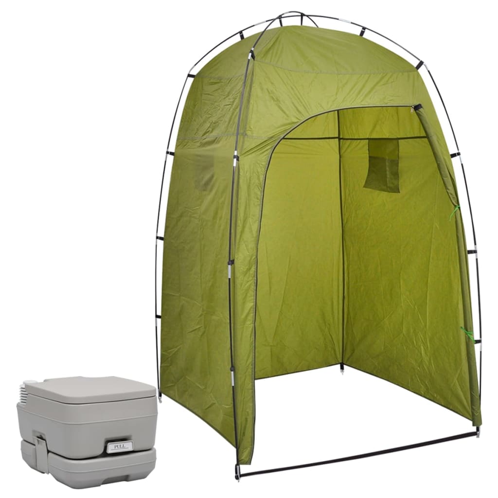 Vidaxl Camping -Toilette mit Zelt tragbar 10 + 10 l