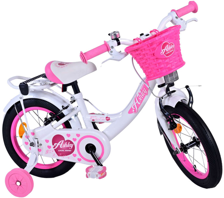 Volare Ashley Children's Bicycle - Mädchen - 14 Zoll - Weiß - Zwei Handbremsen