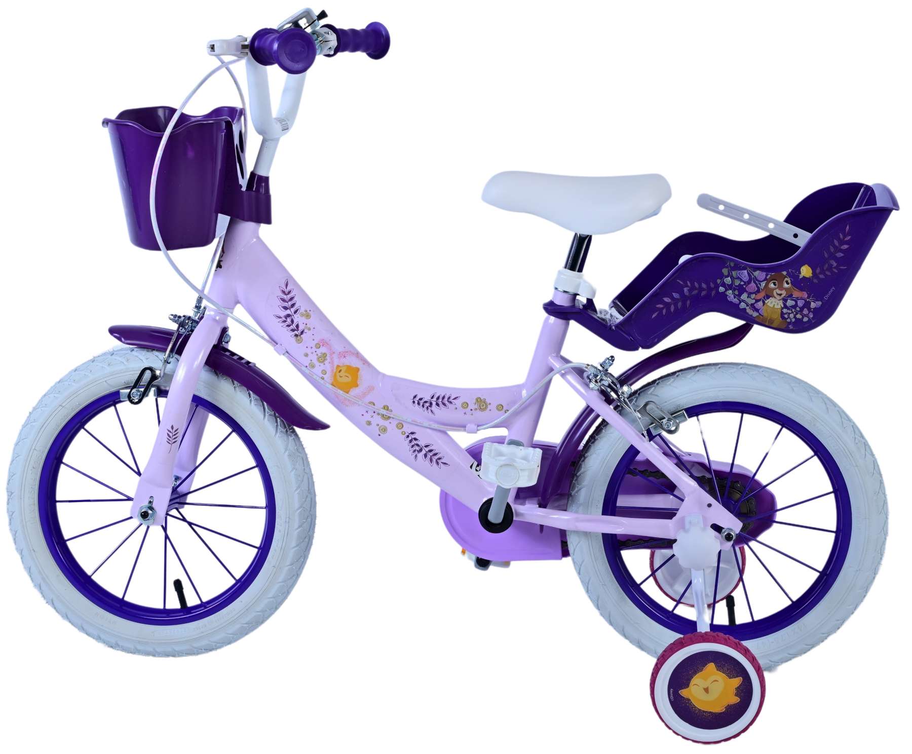 Wunsch Wunsch Kinderfahrradmädchen 14 Zoll lila zwei Handbremsen