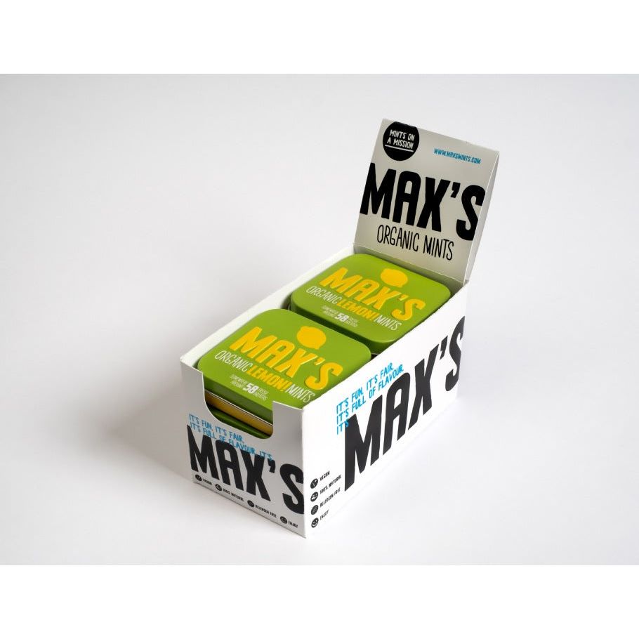 Max organische Mints Likorice Mints Display 8 Stücke (35gr)