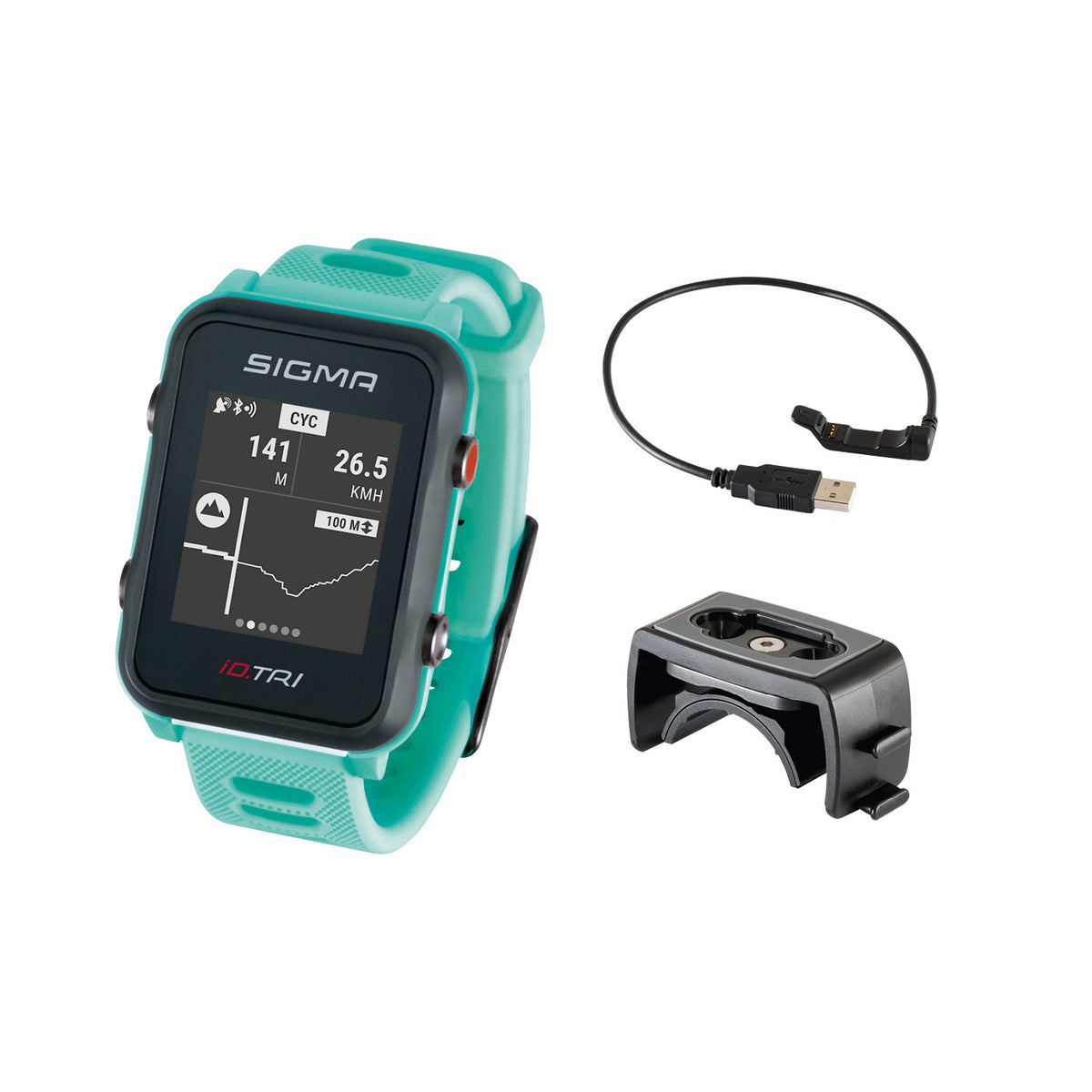Sigma id.tri sportuhr neon mint basic zs hartsl gps acti ant+ ble