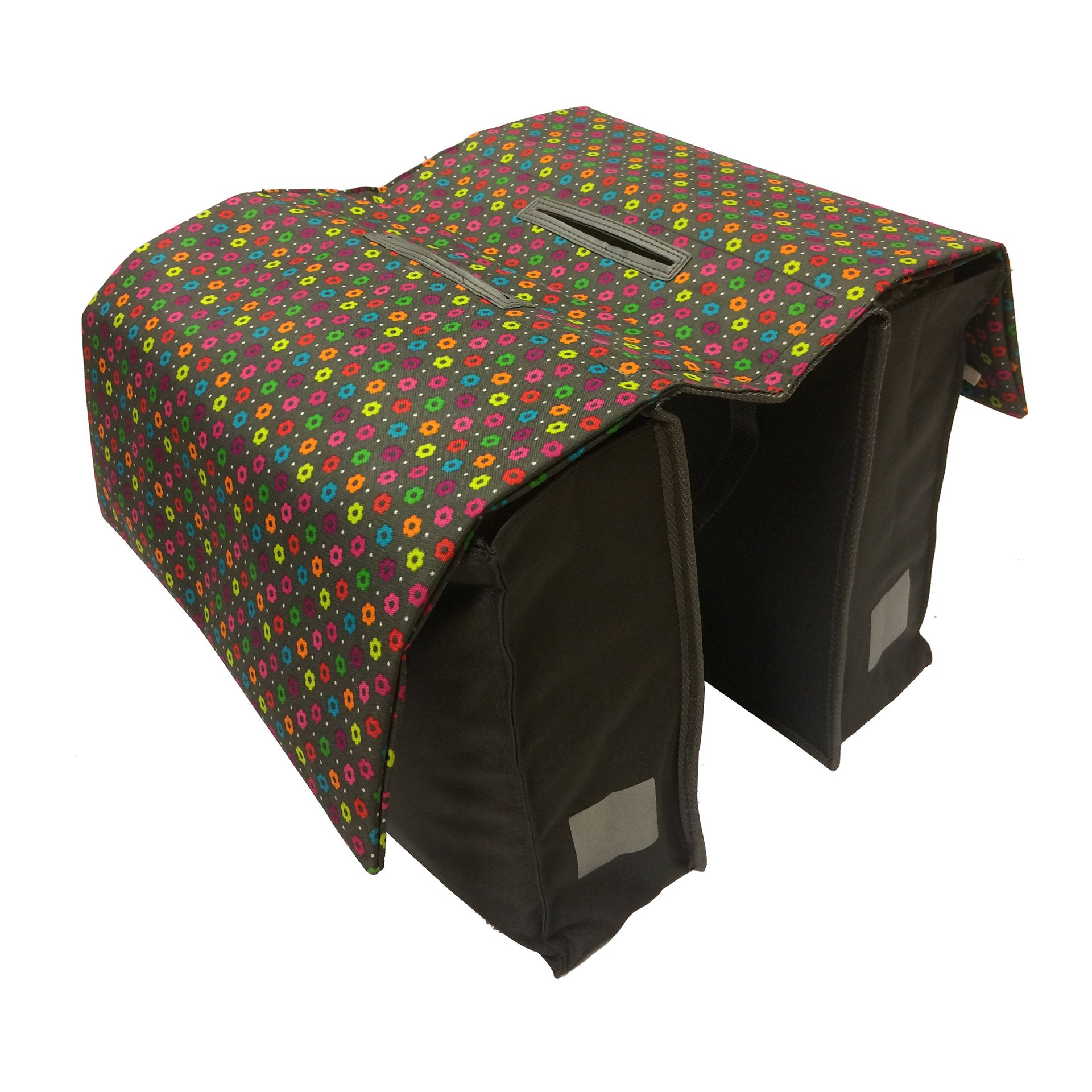 Basil Double Fahrradtasche grau mit bunten Blumen 20L