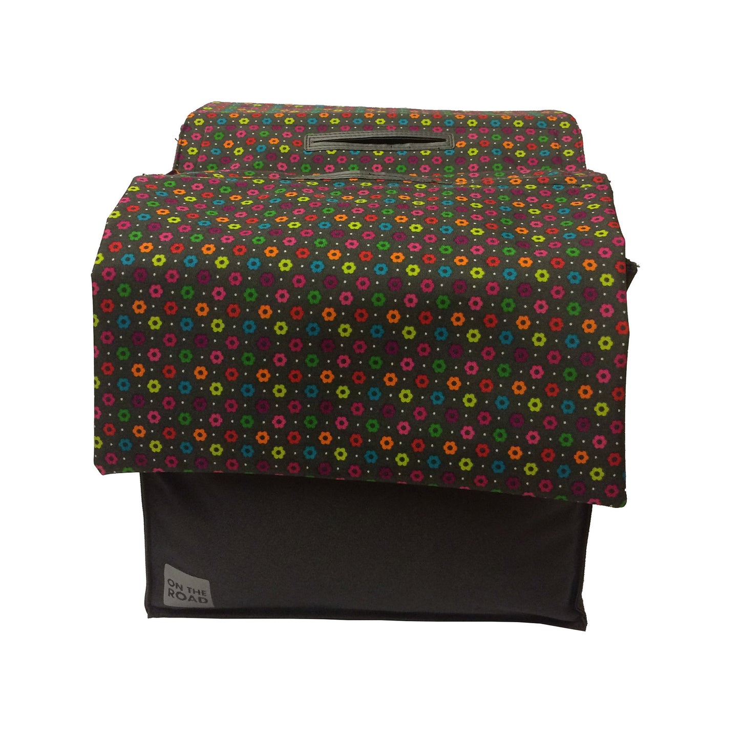 Basil Double Fahrradtasche grau mit bunten Blumen 20L