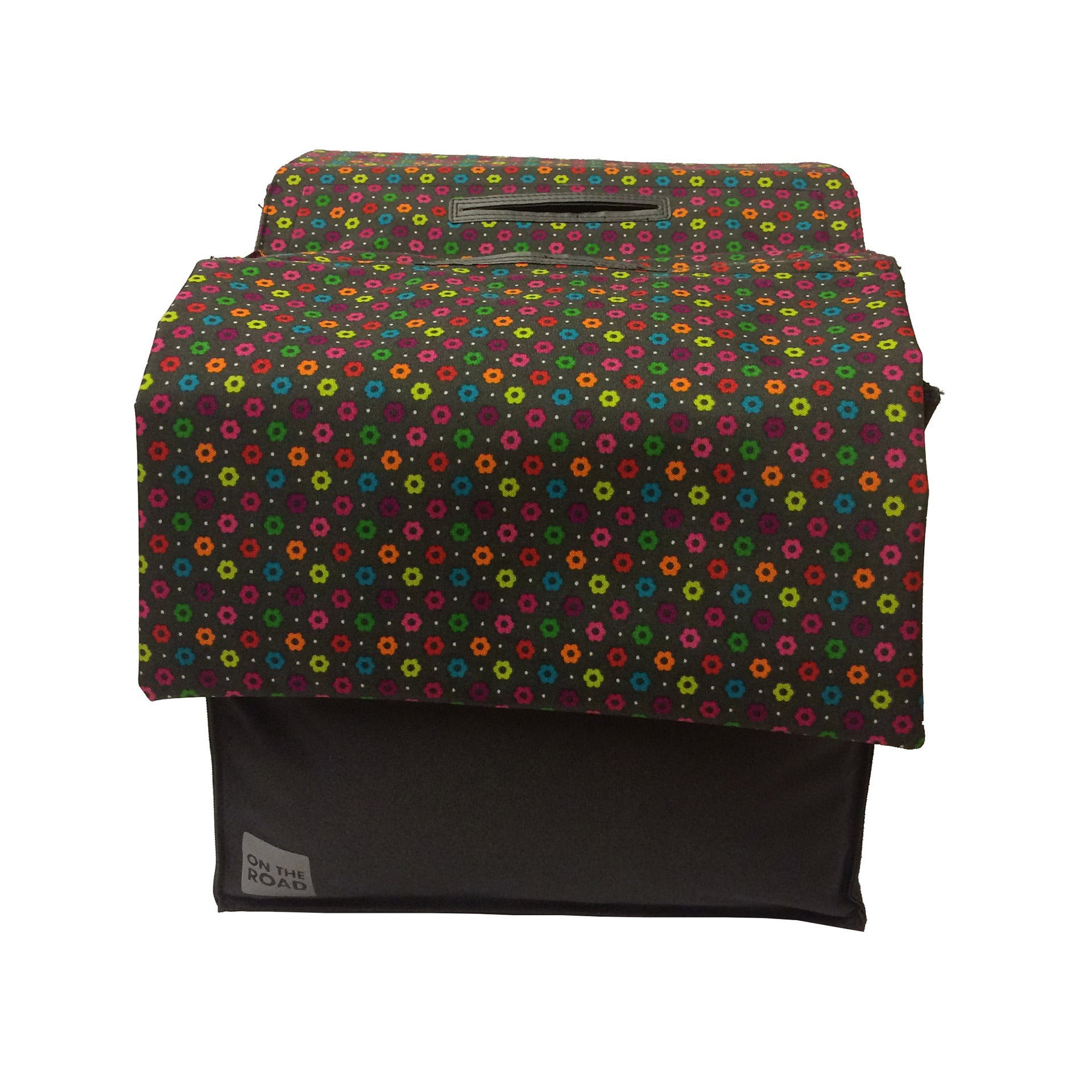 Basil Double Fahrradtasche grau mit bunten Blumen 20L