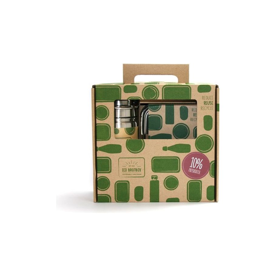 Öko-Brotbox-Geschenkset Lunchbox und Trinkflasche 500 ml