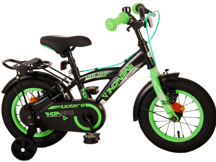 Volare Thombike Children's Bike - Jungen - 12 Zoll - Schwarzes Grün - Zwei Handbremsen