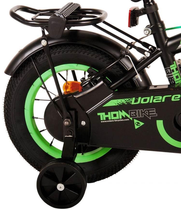 Volare Thombike Children's Bike - Jungen - 12 Zoll - Schwarzes Grün - Zwei Handbremsen