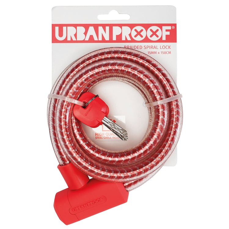 Urbansicheres Kabelschloss geflochten 15mm 150 cm rot
