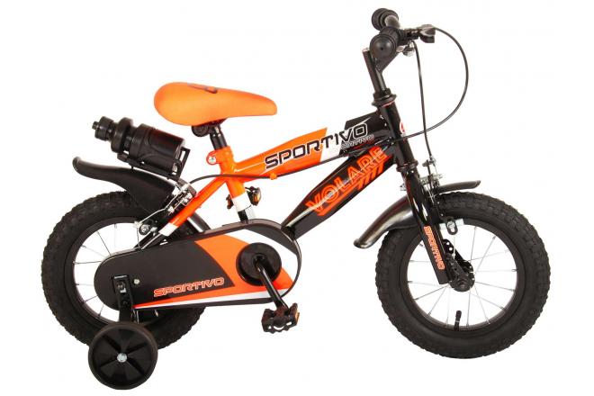 Volare Sportivo Kinderrad - Jungen - 12 Zoll - Neon Oranje Black - Zwei Handbremsen - 95% versammelte