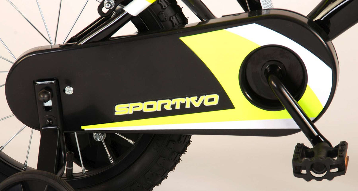 Volare Sportivo Kinderrad - Jungen - 14 Zoll - Neongelbschwarz - Zwei Handbremsen - 95% versammelte