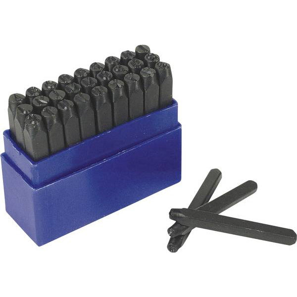 Stempelbuchstaben-Set 6mm 4-kant 26-tlg