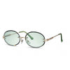Damen Sonnenbrille Oval Randloos Katze. 2 Goldgrün