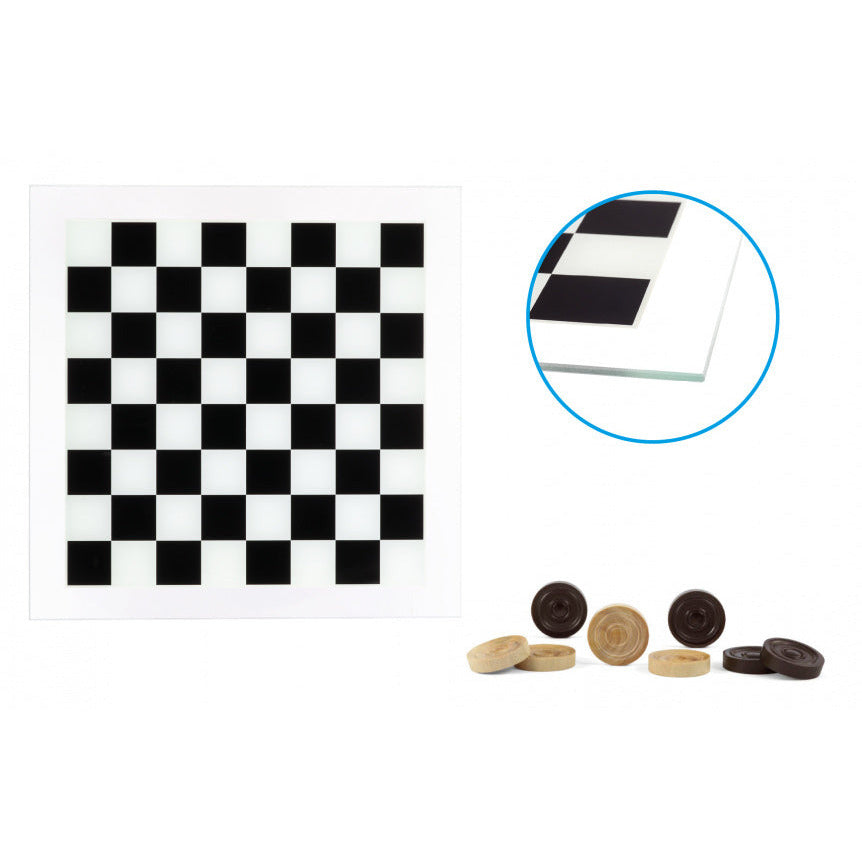 Dal Negro Damspel 29 x 29 cm Glas HOUT Schwarz Weiß
