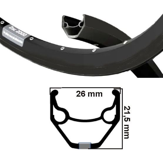 Ryde Velg Zac 2000 Mat Black Disk 28 36 Löcher Etro 622 14g