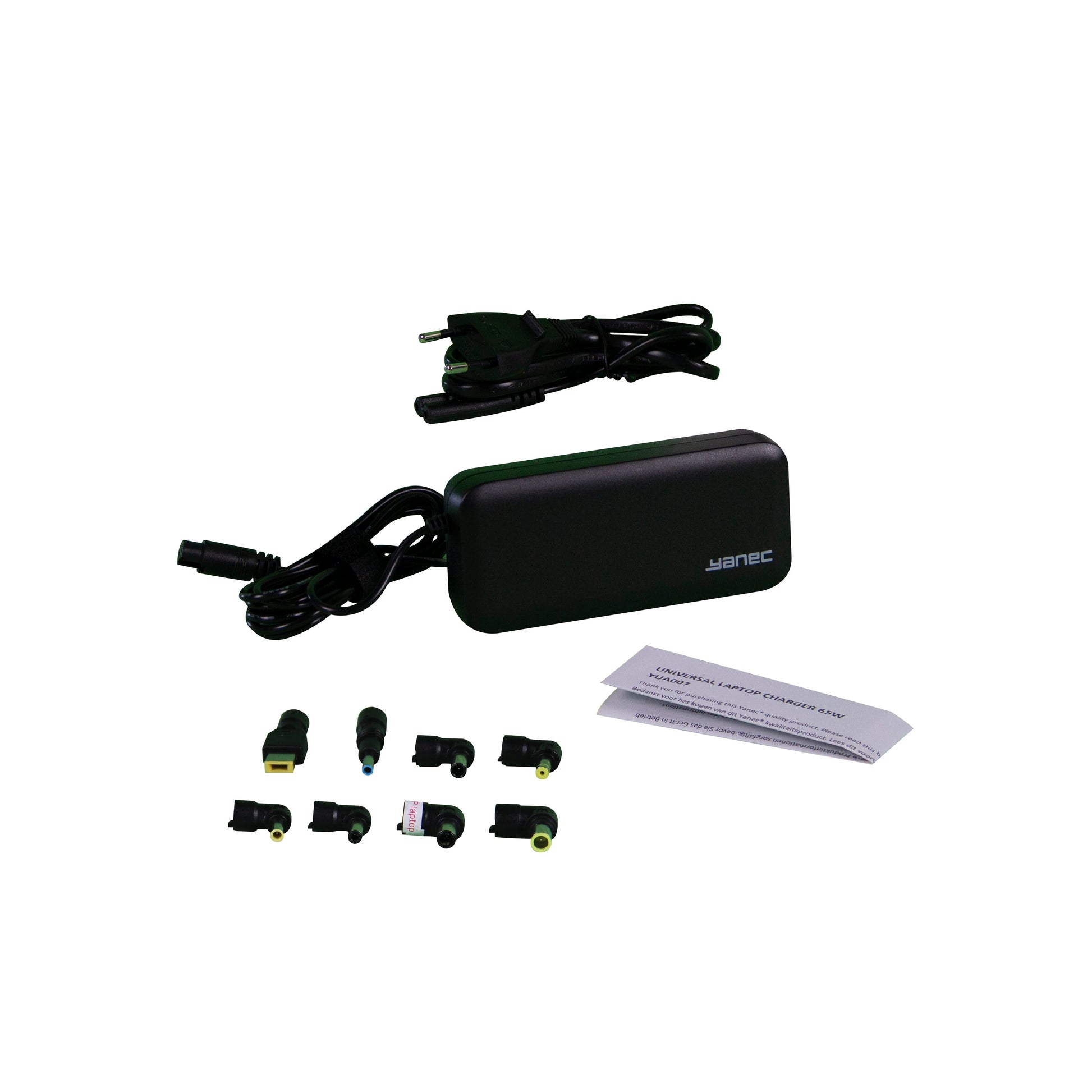 Yanec Universal Laptop Adapter 65W mit 8 Spitzen schwarz