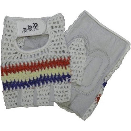 Hzb Crochet Radfahren Fitness-Handschuh weiß blau rot Größe s