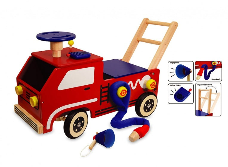 Ich bin Toy Loop Push Way Fire Department Junior Rotblau