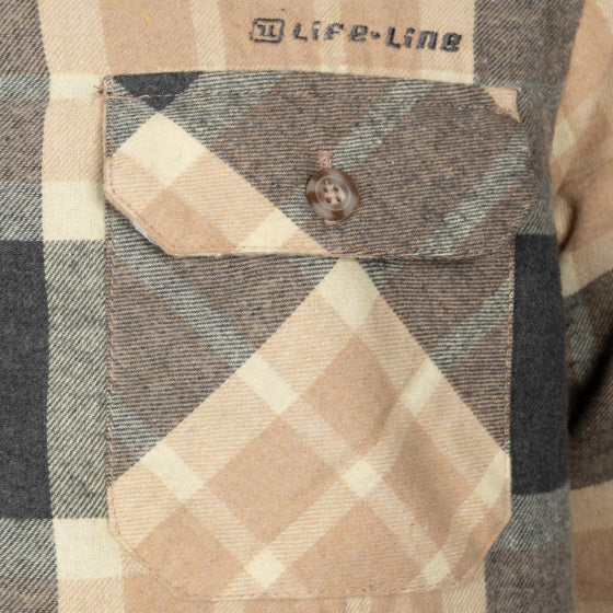 Lebenslinie Jervis gepolsterte Flanellhemd Männer beige Größe m
