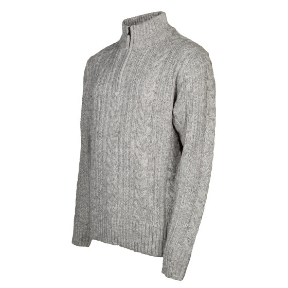 Lebenslinie Marcel Pullover stricken Halbzipmen Hellgrau Größe l