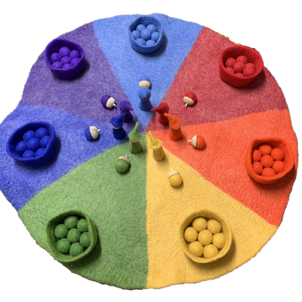 Papoose -Spielzeug 90 cm Regenbogenmatte