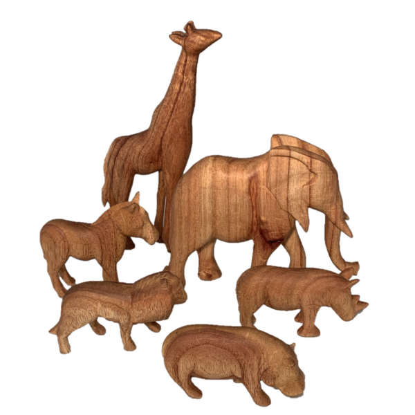 Papoose -Spielzeug afrikanische Tiere natürliche 6 Stücke