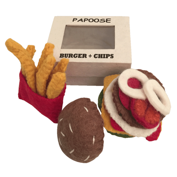 Papoose -Spielzeug Burger und Chips