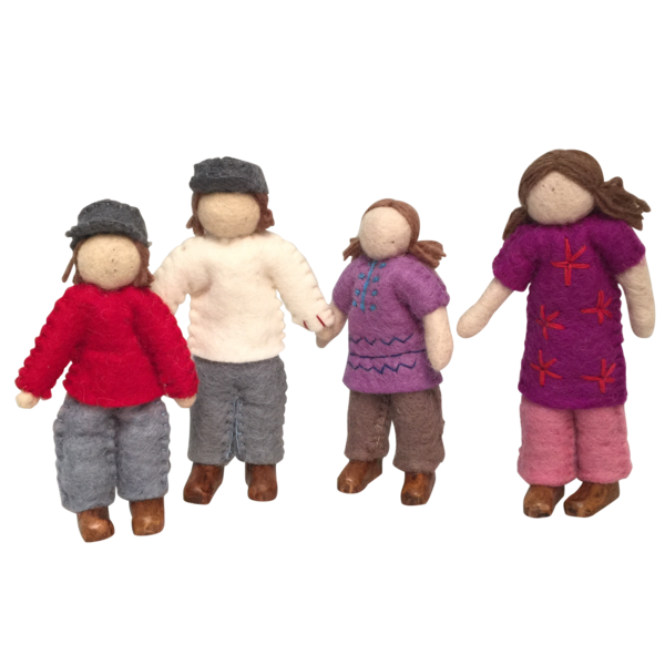Papoose Toys Kaukasische Familie 4 Puppen