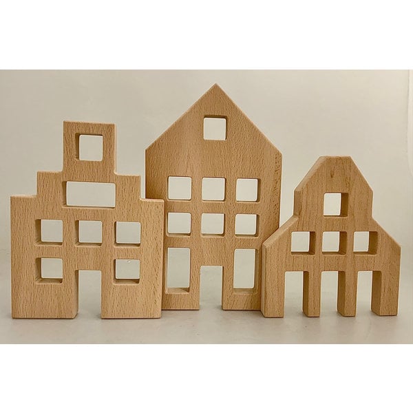 Papoose -Spielzeug niederländische Holzhäuser 3PC