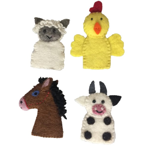 Papoose Toys Farm Animal Finger Puppen 4pc