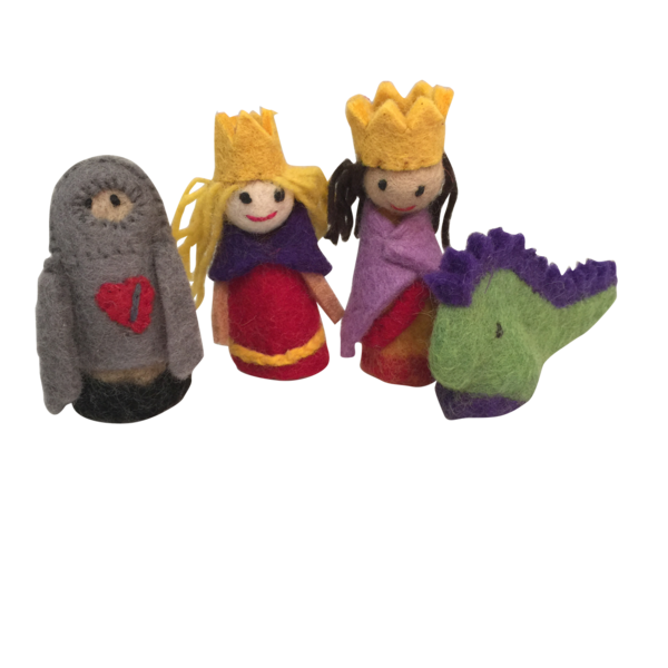 Papoose -Spielzeug Fingerpuppen König Königin 4pc